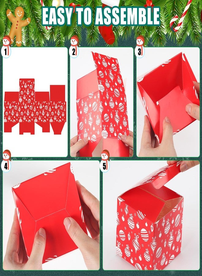 Qilery 32 Pcs Christmas Cookie Gift Boxes Bulk Red White Cardboard Treat Boxes Small Candy Boxes for Xmas Party Favors Paper Goody Dessert Containers for Xmas Party Supplies - Image 3